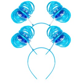 2 Pcs Ponytail Headband Blue Feathers Hair Wig Headwear Accessory for Costume Cosplay Party School Festivals