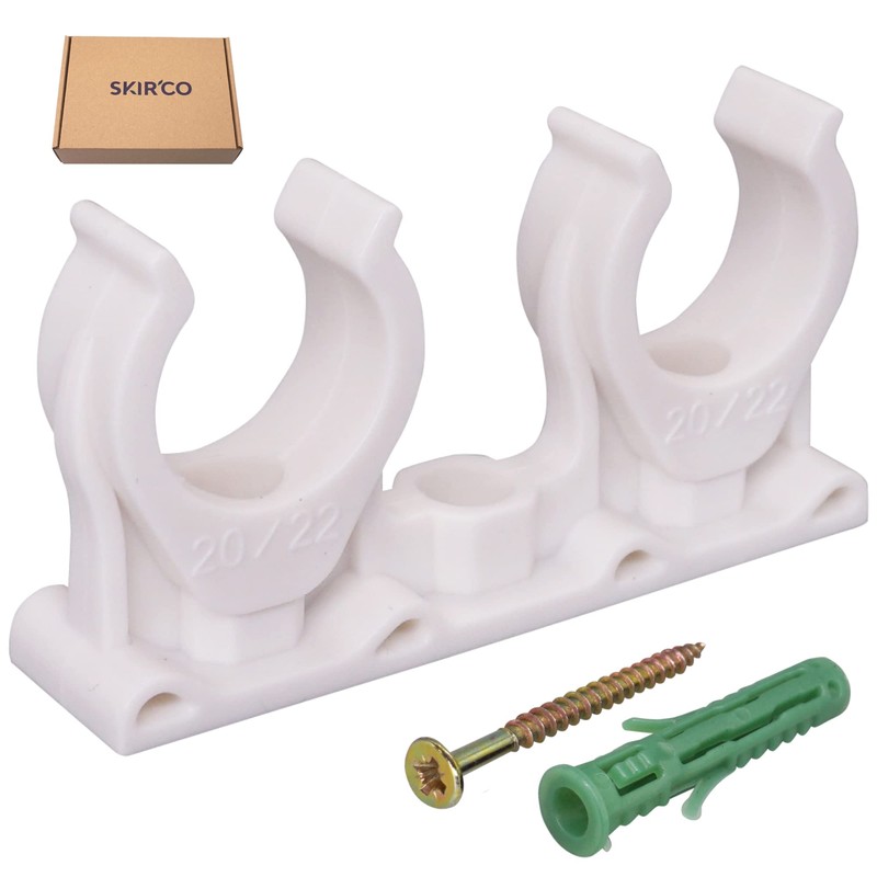 SKIR'CO (20 pcs) Double Pipe Clips, Plastic Clamps for 20-22