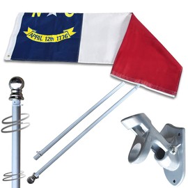 Vedouci American 3x5 North Carolina State Flag Kit with Nylon Flag & Aluminum Pole & Metal Base, Embroidered Stars, Fade Resistant Commercial Grade US Flag of NC