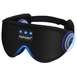 Bluetooth Sleep Mask Headphones, TOPOINT Wireless 3D Eye Mask with Bluetooth Headphones Eye Mask for Sleeping,Upgraded 200% Breathability Sleeping Earphones for Travel/Nap/Yoga/Meditation/Relaxation