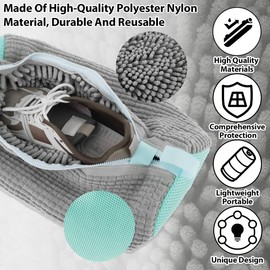 2 Stück Schuhe Waschbeutel, Wäschesack Schuhe für Waschmaschine, Wiederverwendbarer Wäschenetz Schuhe mit Reißverschluss, Wäschebeutel Multi Schutz für Schuhe Sneaker (Grau)