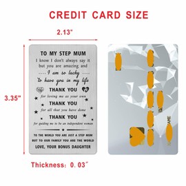 Gezxin Stepmum Gifts- Step Mum Birthday Card Gifts from Step Daughter- To My Bonus Mum Christmas Xmas Valentines Mother's Day Easter Presents