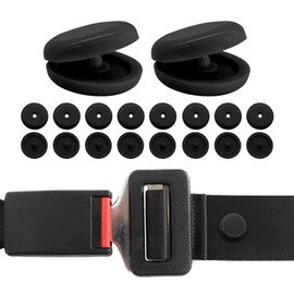 10 Sets Seat Belt Button Stop, Plastic Seat Belt Stop Clips, Universal Snap-On System Seatbelt Buckle Stopper Button Kit, Prevent Buckle from Sliding Down, No Welding Required (Black)
