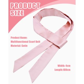 UYRVAPE Women's Satin Belt 4 cm x 180 cm Band Imitation Silk Long Scarf Dress Waistband Hat Accessories Pink