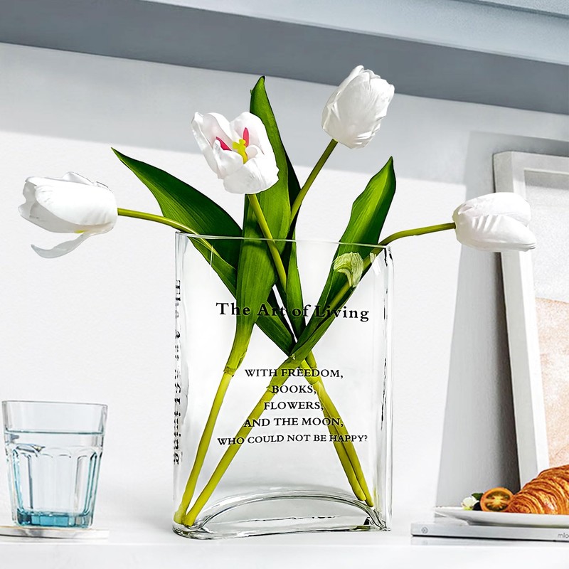 Aoderun Book Vase for Flowers Clear Glass Vase for Book