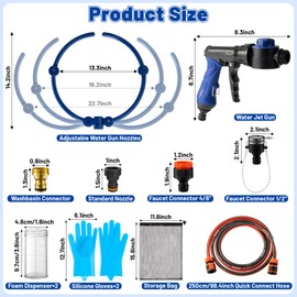 MALLMALL6 Adjustable 360° Dog Washing Hose Attachment with Pet Grooming Glove & 2 100cc Soap Dispenser, Foldable Foam Nozzle Sprayer with 4 Faucet Connectors & 8.2Ft Puppy Washer Hose for Showering