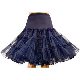 Modeway 1950s Vintage Knee Length Crinoline Petticoats For Women Tulle Skirts For Under Dresses Clothing Navy,S