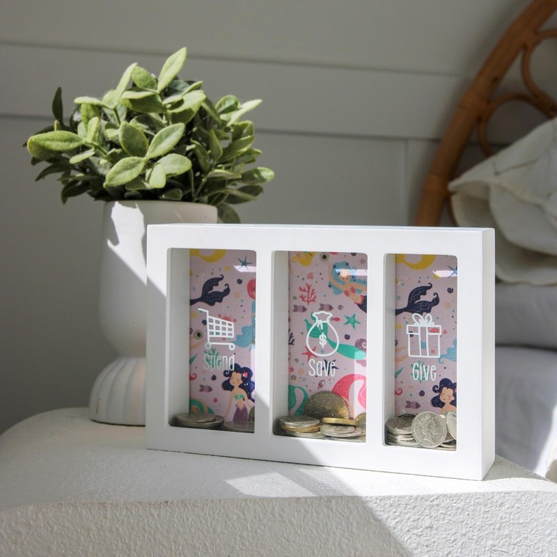 Splosh Kids Mermaid Spend Save and Give Money Box, 20.5