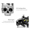 GNOCE Black Cat with Skull Pendant Charm Sterling Silver Gold