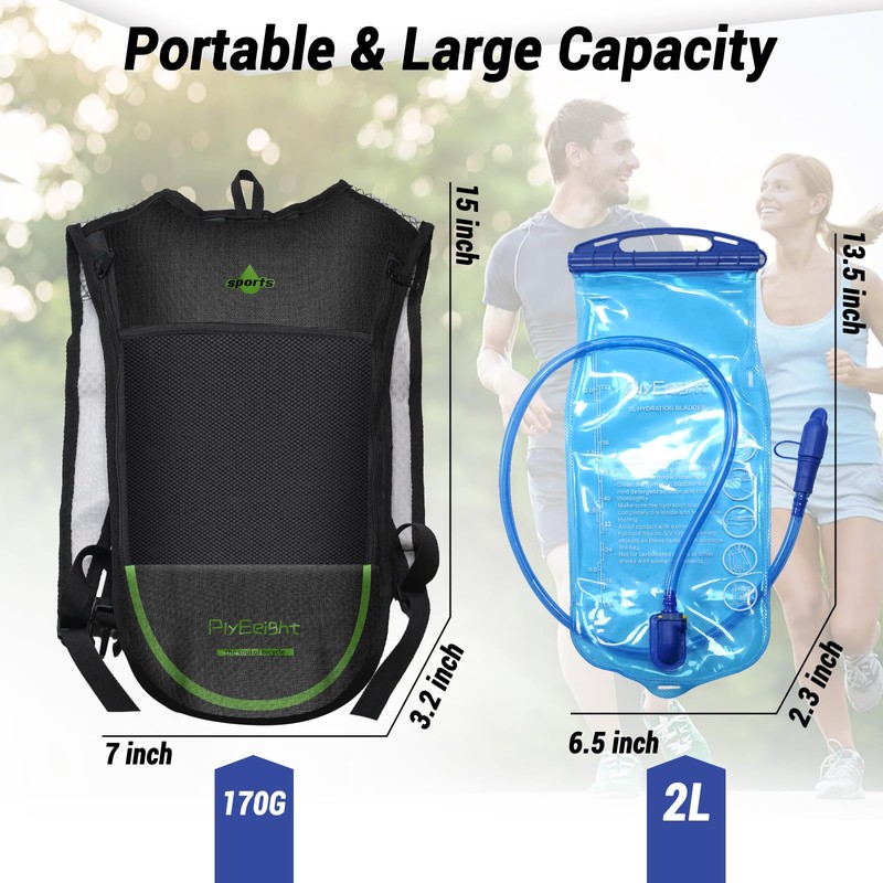 2Pack Hydration Backpack for Hiking with 2L Hydration Bladder -