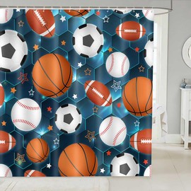 PAEOT Basketball Shower Curtain Ball Sports Bathroom Decor 72x72Inch