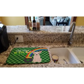 Caroline's Treasures WDK4785DDM Fawn Chihuahua St. Patrick's Day Dish Drying Mat Absorbent Dish Drying Mat Pad for Kitchen Counter Dish Drainer Mat for Countertop, 14 x 21", Multicolor