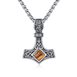 ZIPPICE Thor's Hammer Necklace 925 Sterling Silver Viking Celtic Knot Mjölnir Pendant Nordic Viking Necklace Unisex Jewellery, Sterling Silver