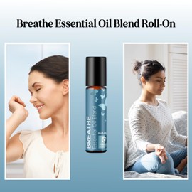 Breathe Essential Oil Roll On - Aromatherapy Essential Oil Roller with Invigorating Essential Oils - Refreshing Essential Oil Blend with Eucalyptus Peppermint Spearmint & Tea Tree Oils (1 Pack)