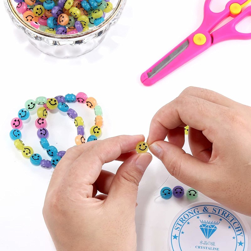 200pcs Glowing Solar Luminous Smile Face Beads Mixed Acrylic Glow