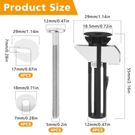 4 pcs Toilet Seat Fittings And Fixtures, Universal Toilet Seat Fixing Kit with 4 Gaskets, 5 mm Toilet Seat Screws Replacement Top Quick Release Toilet Seat Fixings for Toilet Blind Holes