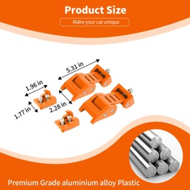 PDKLIN for Jeep Hood Latches Lock Catch Kit for Jeep Wrangler JK JKU 2007-2017 for Wrangler JL JLU 2018 up for Gladiator JT 2020 up, Exterior Accessories (Orange) 2pcs