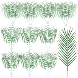 HFYHWT 35PCS Palm Leaves Decor, Green Foliage Fake Palm Leaves for Palm Sunday, Home Decor, Party Supplies