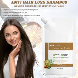 Anti-Hair Fall Hair Loss Shampoo, Anti Hair Loss Shampoos for Women, Ginseng Ginger Hair Growth Shampoo, Rich in Various Plant Extracts for All Hair Types (300ml, 2Pcs)
