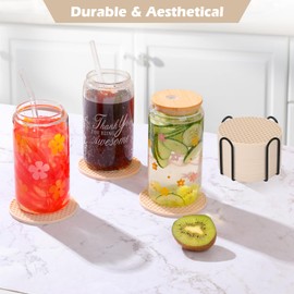 Silicone Coasters Set of 8 with Holder,Coasters for Drinks,Beer,Coffee Coasters,Suitable for Kinds Cups,Hot or Cold,Anti-SLI,Non-Stick,Anti-Overflow Tabletop Protection and Decor (8 Pcs, Tapioca)