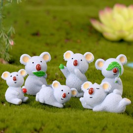 Yardwe 18 Pieces Koala Ornaments Micro Landscape Koala Flower Vases Decorative Miniature Ornaments Desk Toy Automotive Arts and Crafts Mini Animal Figures Resin Animals