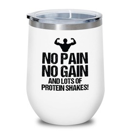 Luxe Gifting Personal Trainer White Edition Wine Tumbler 12oz - Pain Gain - Fitness Instructor Workout Coach Exercise Lover Cardio Lover Gym Coach