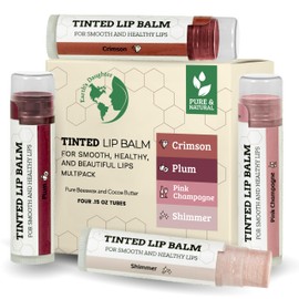 Earth's Daughter Tinted Lip Balm 4 Pack of Assorted Colors - Beeswax, Coconut Oil, Cocoa Butter, Vitamin E - Moisturize and Beautify - Paraben Free