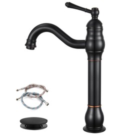 gotonovo Single Handle Vessel Sink Faucet 360° Swivel Bathroom Faucet One Hole Farmhouse Lavatory Vanity Faucet Bowl Sink Mixer Tap with Pop Up Drain, Oil Rubbed Bronze