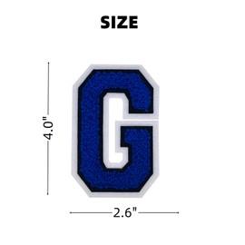 1 PCS 4.0" Blue Chenille Letter Patch, Iron on Patches for Hats Clothes Bags Backpacks Jeans Jackets, Initial Patches Large Varsity Letter. (Letter G)