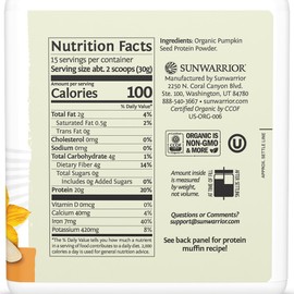Organic Pumpkin Seed Protein Powder Cold Pressed, Simple Single-Ingredient Superfood Plant-Based, Easy to Digest All 9 Essential Amino Acids Mild Flavor for Smoothies, Baking & 20g Protein 15 Servings