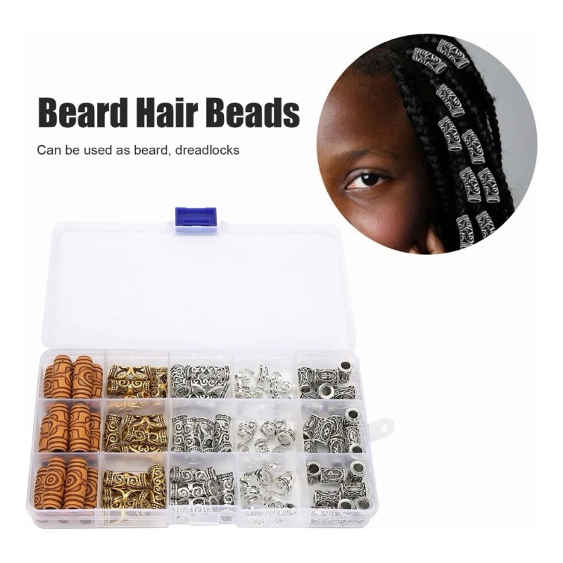 / 75 Unids Plata Envejecida Oro Barba Pelo Cuentas Rastas