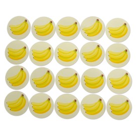 Novel Merk Banana Fruit Vinyl Stickers - 2” Round Individual Decals for Laptop, Water Bottle, Party Favors, & Decor - Adheres to Clean Surfaces Waterproof & Repositionable (20 Pack)
