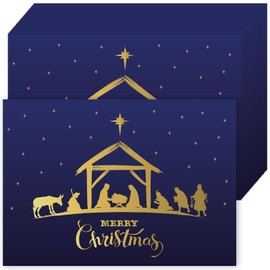 AnyDesign 50 Pack Christmas Paper Placemats Merry Christmas Disposable Place Mats Nativity Scene Decorative Paper Table Mats for Home Kitchen Holiday Xmas Table Top Decor
