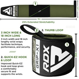 RDX Weight Lifting Wrist Wraps Support, IPL USPA Approved, Elasticated Pro 18” Cotton Straps, Thumb Loop, Powerlifting Bodybuilding Fitness Strength Gym Training WOD Workout, Gymnastics Calisthenics