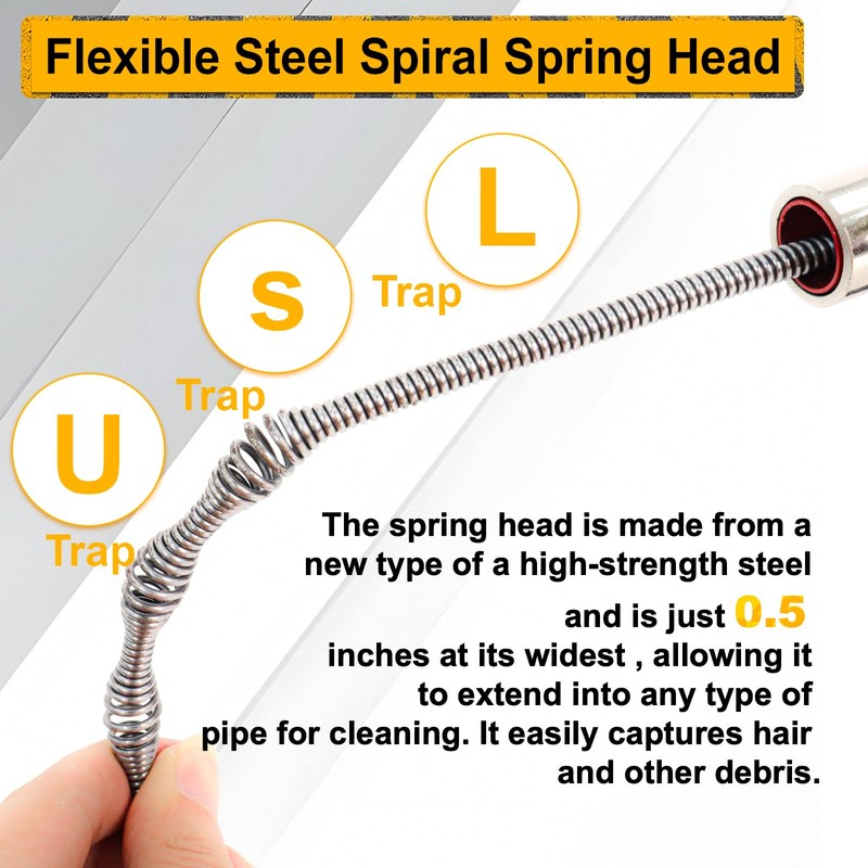Drain Auger 50FT, Drain Snake with Drill Adapter, Plumbing Snake