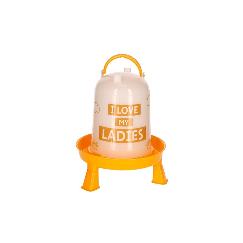 Kerbl Orange 3.0 Litre Plastic Feeder with Feet with Handle