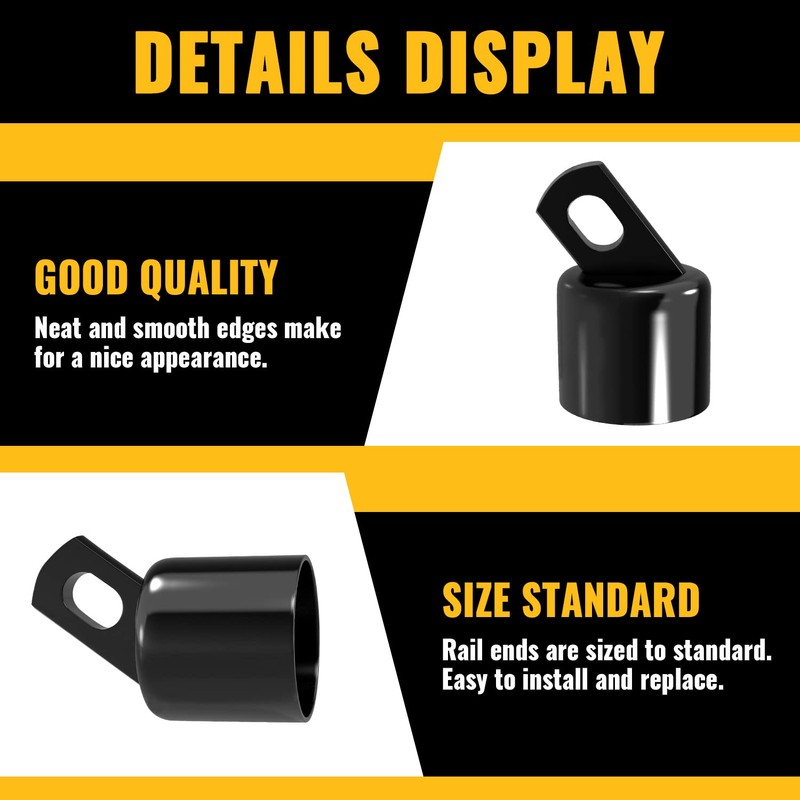 VIVIDA 1-5/8" Black Top Rail End for Chain Link Fence,