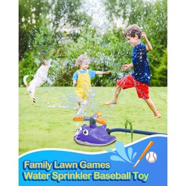 Water Sprinkler Baseball Toy for Kids Yard Outdoor Play,Summer Water Game with 360° Roating Spray Sprinkler Toy for Summer Outside Backyard Fun Garden Lawn Toddlers for Boys Girls Dogs Pets