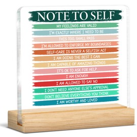Note to Self Motivational Desk Decor, Therapy Mental Health Gifts Therapist Office Gift for Women Men School Counselor Friends Coworkers Employees Acrylic Plaque Sign Home Office Decoration