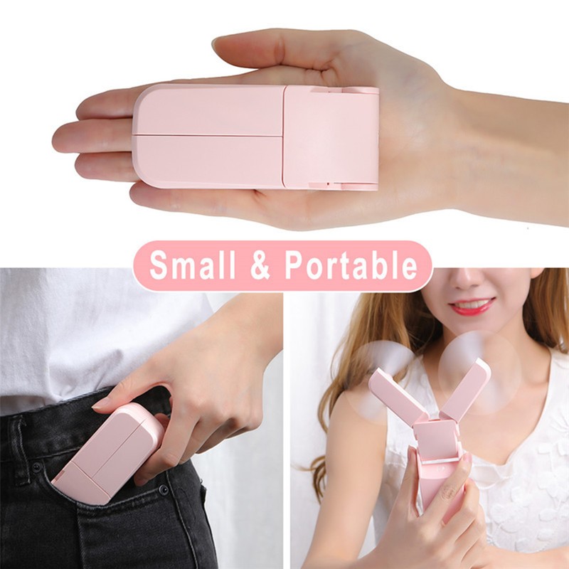 Folding Electric Fan Double Headed Portable Handheld Mini USB Fan