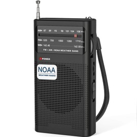 Goodes NOAA Weather Radio with Best Reception, AM FM Portable Radio with 2 AA Battery-Operated, Loud Speaker, Transistor Antenna, Headphone Jack, Perfect for Home, Outdoor, and Emergency Use-Black