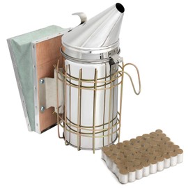 Blisstime Bee Hive Bee Smoker Stainless Steel with Heat Shield Beekeeping Supplies and Equipment