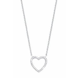 s.Oliver Kette mit Anhänger 925 Sterling Silber Damen Halsschmuck, mit Zirkonia synth., 40+5 cm, Silber, Herz, Kommt in Schmuck Geschenk Box, 2017258
