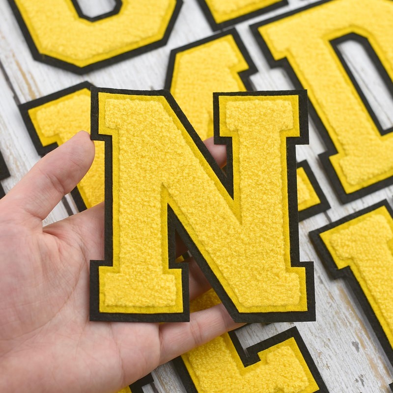 Single 4.5" Yellow Chenille Iron-On Patch – Easy Application for