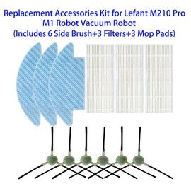 Replacement Accessories Kit for Lefant M210P / M210 Pro Robot Vacuum 6 Side Brush 3 Filter 3 Mop Pad Parts
