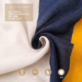 LumiSyne Spring Thin Soft Cotton Scarves for Women Girls Color Scarf Geometric Alphabet Pattern Fashion Warm Shawl Stole, blue yellow