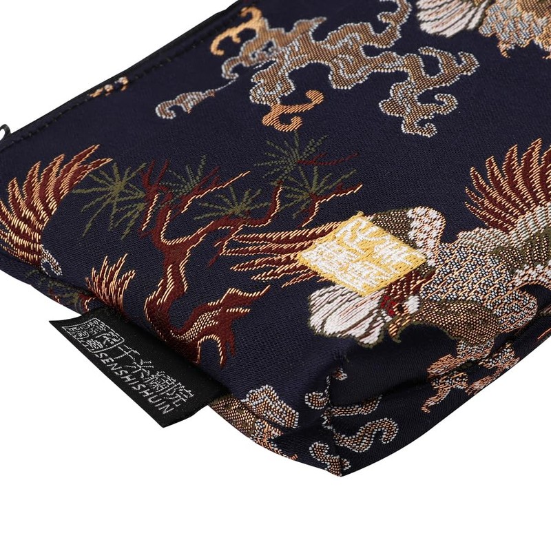 千糸繍院 Brocade zipper pouch, lined with lining and front pocket