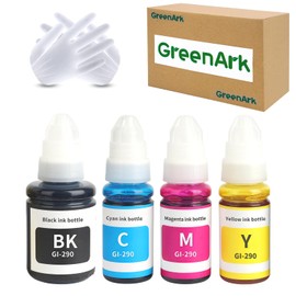 GREENARK GI290 Ink GI-290 gi 290 Ink Compatible for Canon PIXMA G3200 G1200 G2200 G4200 PIXMA G4210 (4 Packs,Black Cyan Magenta Yellow) G3200 Ink Refill gi-290bk
