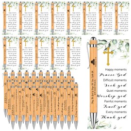 30 Sets Christian Bible Verse Pens Gifts Bulk Religious Retractable Pens and Inspirational Scripture Cards for Men Women Office School Church Visitors Favors