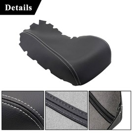 NLQR Center Console Lid Cover Replacement armrest Cover Microfiber Leather Black with White Stitch Compatible with Lexus IS200 IS250 IS300 IS350 2014-2017